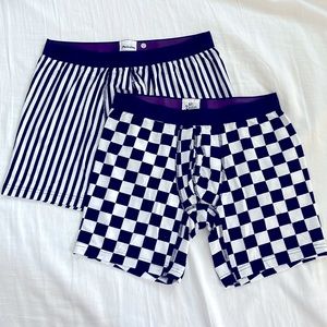 🆕 2 PACK MeUndies Men Boxer Briefs Black and White Stripes + Checkers Size Med